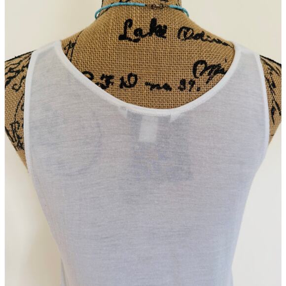 Banana Republic Womens White Ruffle Weavy Button Down Feminine Tank Top Sz Large - Picture 4 of 8